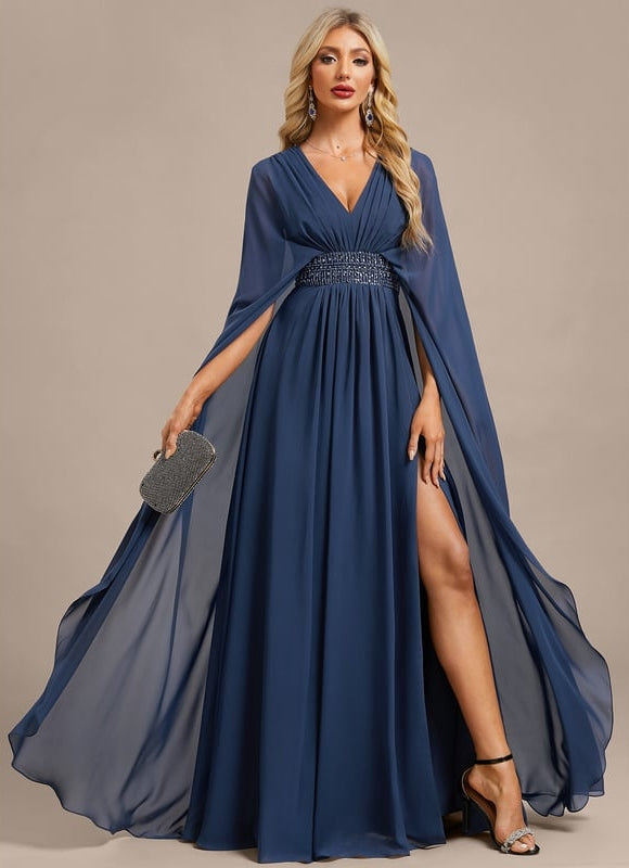 Robe de Soirée Chiffon Marine