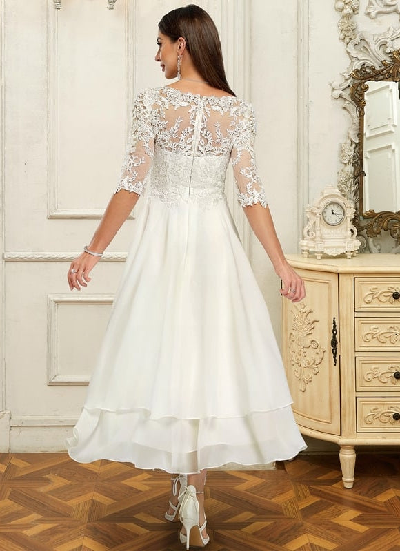 Robe De Soirée En Soie Blanche - gallery 3