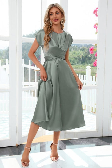 Robe de Soirée Satinée Sage - gallery 2