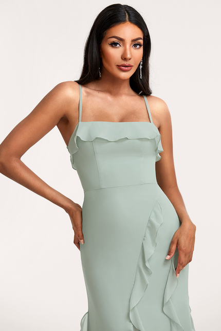 Robe de Soirée Fluide Vert Deau - gallery 4