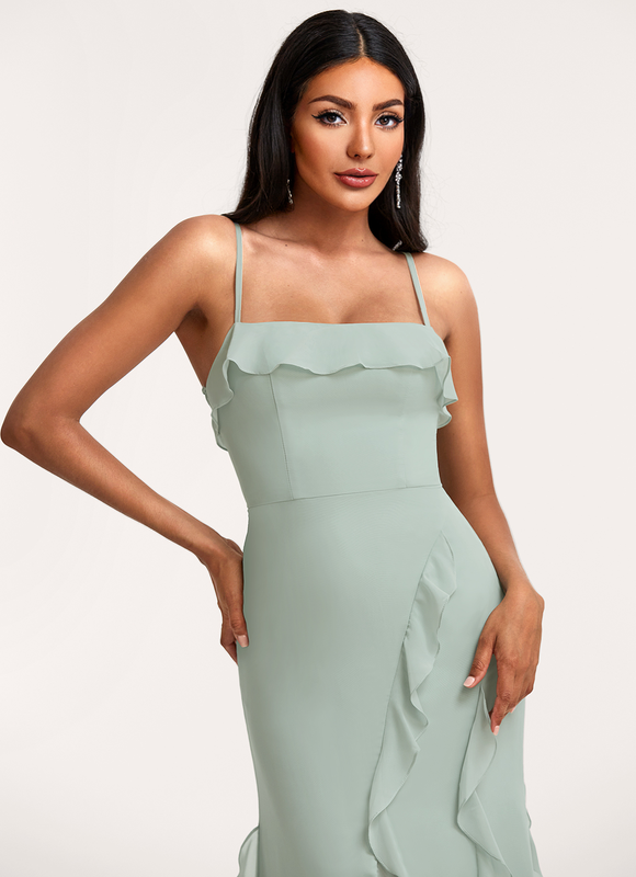 Robe de Soirée Fluide Vert Deau - gallery 4