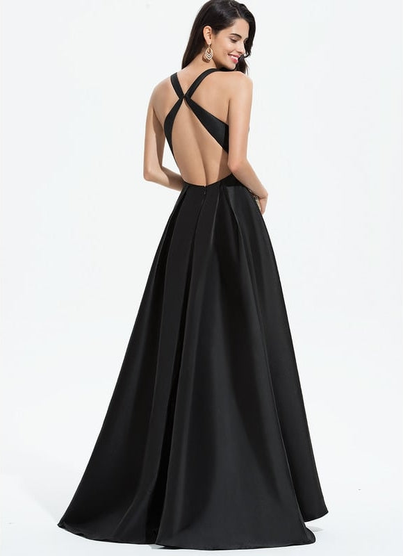 Robe Bustier Noire Longue De Soirée - gallery 4