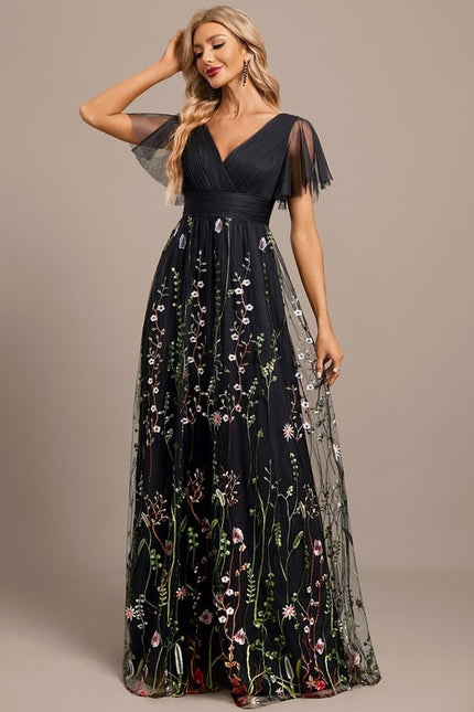 Robe de Soirée Floral Éclat Noir - gallery 4