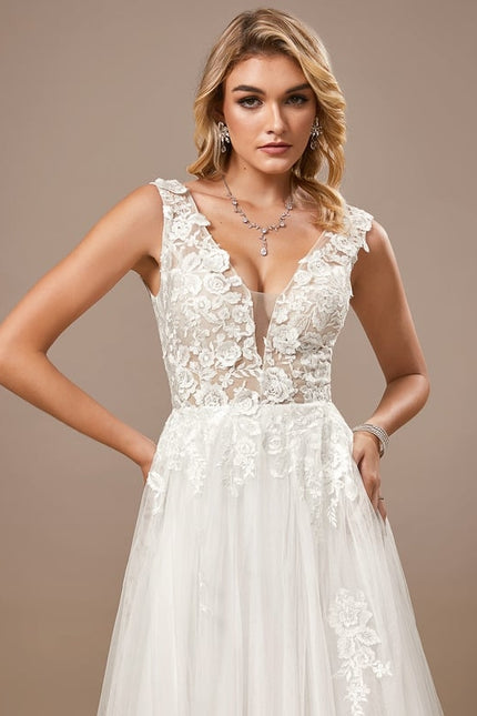 Robe De Soirée Blanche Dentelle - gallery 5