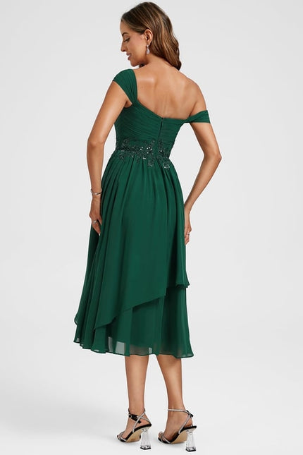 Robe de Soirée Asymétrique Émeraude - gallery 6