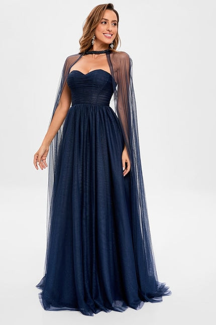 Robe de Soirée Longue Bleue Festive Collier Paillettes - gallery 3