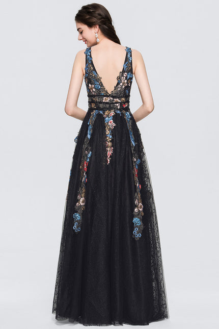 Robe de Soirée Fleurie Noire - gallery 5
