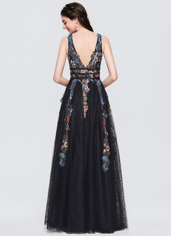 Robe de Soirée Fleurie Noire - gallery 5