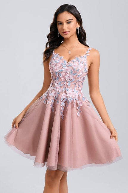 Robe de Soirée Fleurie Rosée - gallery 1