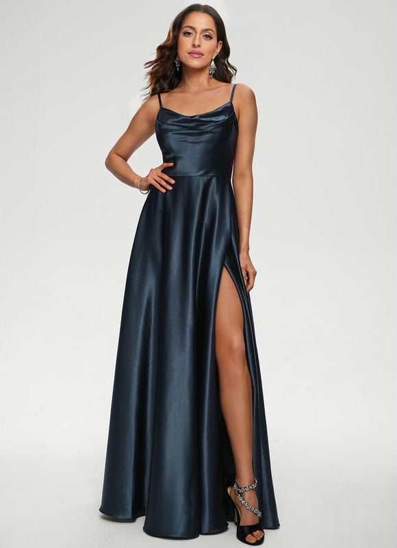 Robe de Soirée Satinée Rose Douce