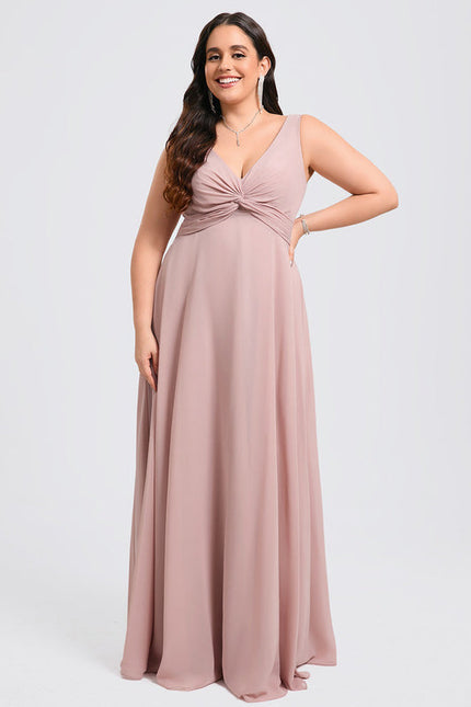 Robe de Soirée Mousseline Beige - gallery 8