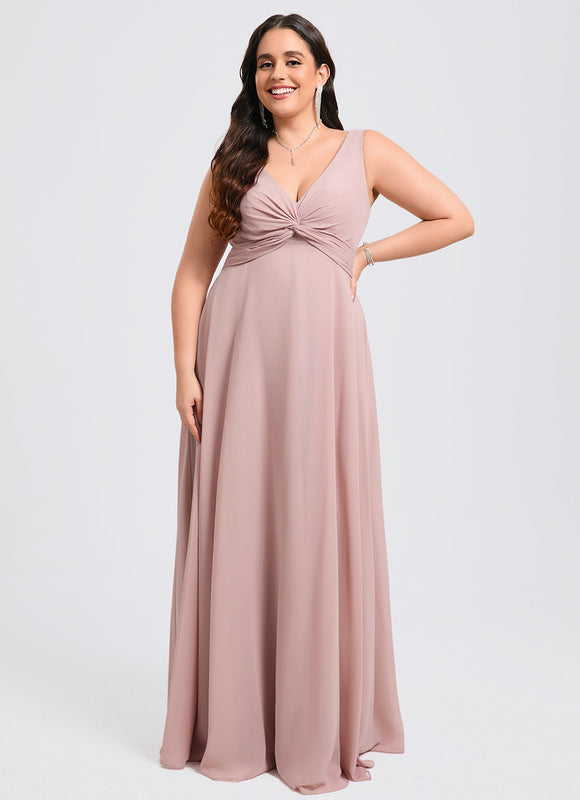 Robe de Soirée Mousseline Beige - gallery 8