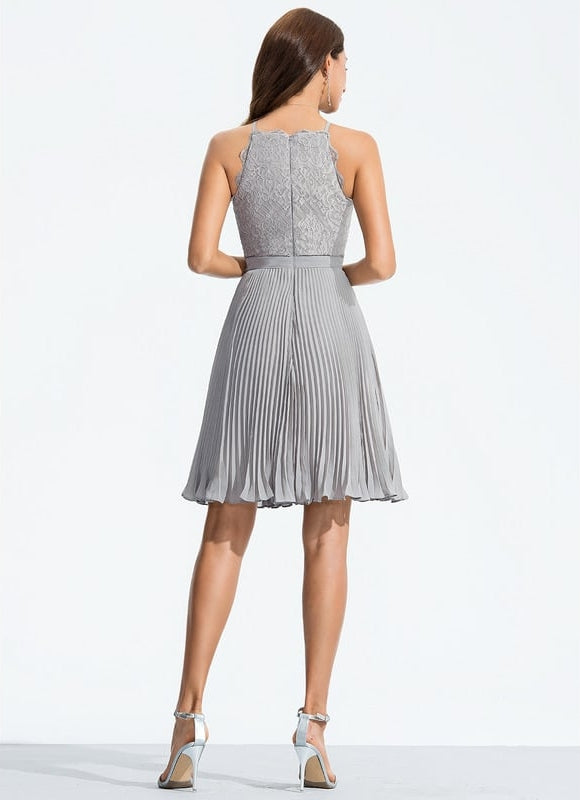 Robe de Soirée Grise Plissée - gallery 1