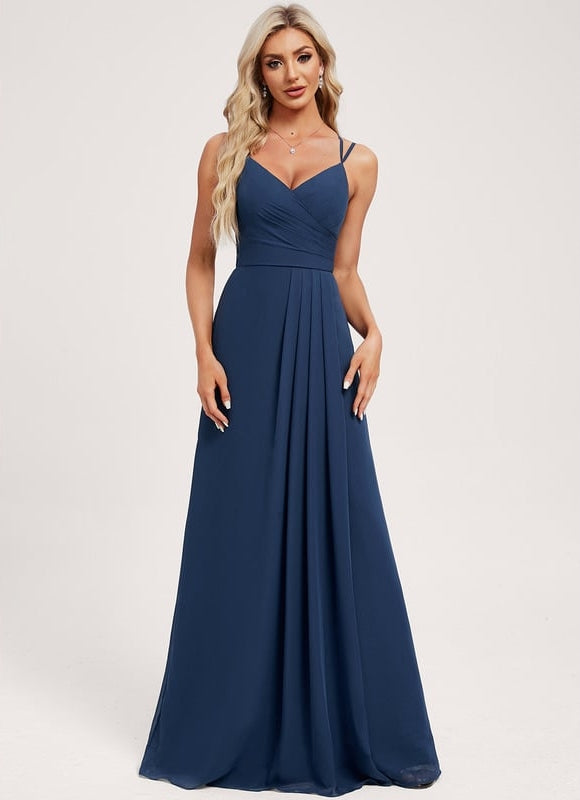 Robe de Soirée Mousseline Beige - gallery 1
